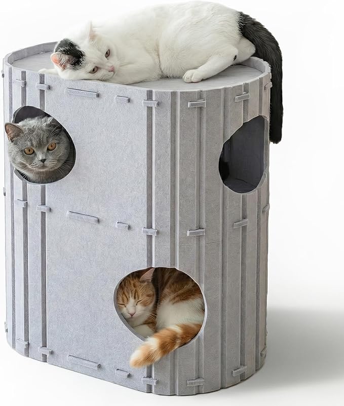 PETKARAY 2-Story Felt Cat House, Large Bed Cave by PETKARAY