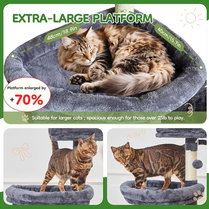 Taoqimiao MS042G Cat Tree, 66-inch Large Cat Tower - Image 2