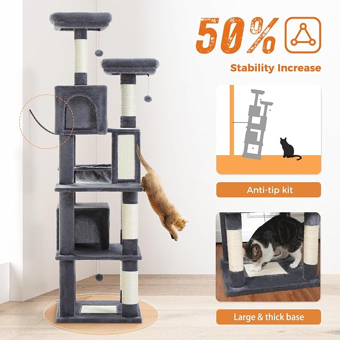 PAWZ Road Large Cat Tower, 70 Inches Tall Cat Tree - Image 4