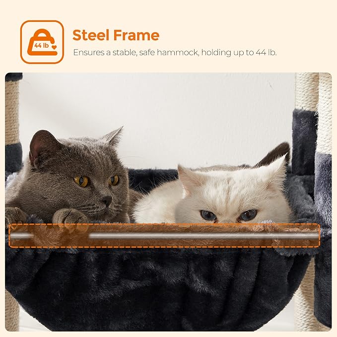 Feandrea Cat Tree, 56.3-Inch Cat Tower, 2 Perches, Smoky Gray UPCT15GYZ - Image 7