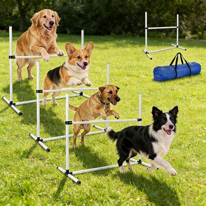 Dog Agility Equipment Set, Adjustable Jump Bars Obstacle Training Supplies PVC - Image 3