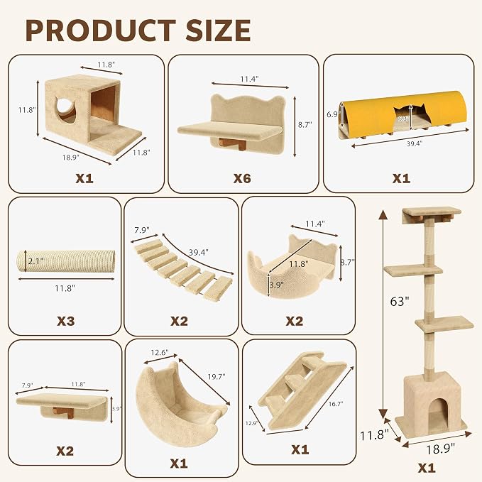 Cat Wall Shelves, Wall Mounted Pet Shelf Furniture w/Plush Fabric, Cats - Image 2