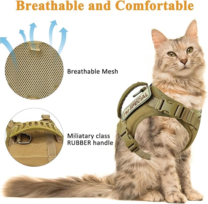 Tactical cat Vest Adjustable Kitten Harness no Pull Puppy Vest - Image 4