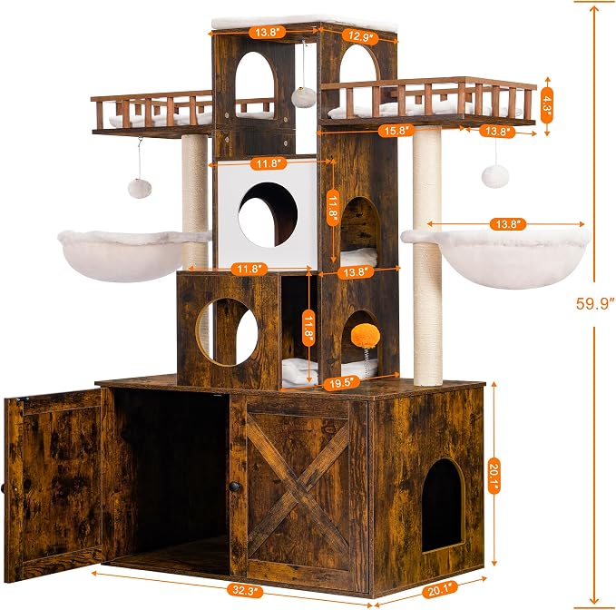 Heybly Cat Tree with Litter Box Enclosure - Image 3