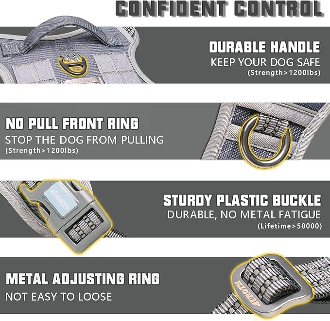 Auroth Tactical Dog Harness for Large Dogs No Pull Adjustable Pet Harness - Image 3