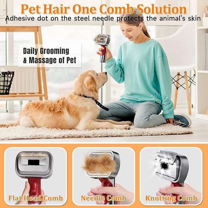 3-in-1 Pet Dog Grooming Attachment Kit, Deshedding Brush Attachment - Image 3