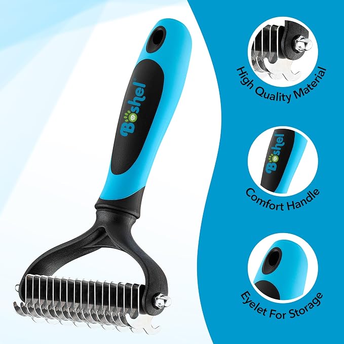 Boshel Dematting Comb for Dogs, Undercoat Rake, Cat Deshedding Tool, Dematting - Image 3