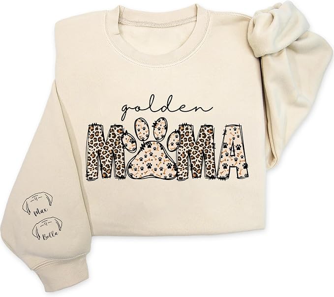 Personalized Dog Breed Mama Sweatshirt, Custom Paw Print Sweater, Cozy Pet by Unknown