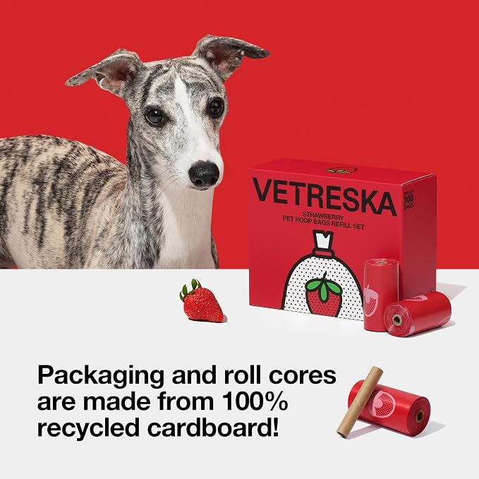 VETRESKA Strawberry Scented Dog Poop Bags, Leak Proof, Extra Thick and Large - Image 4