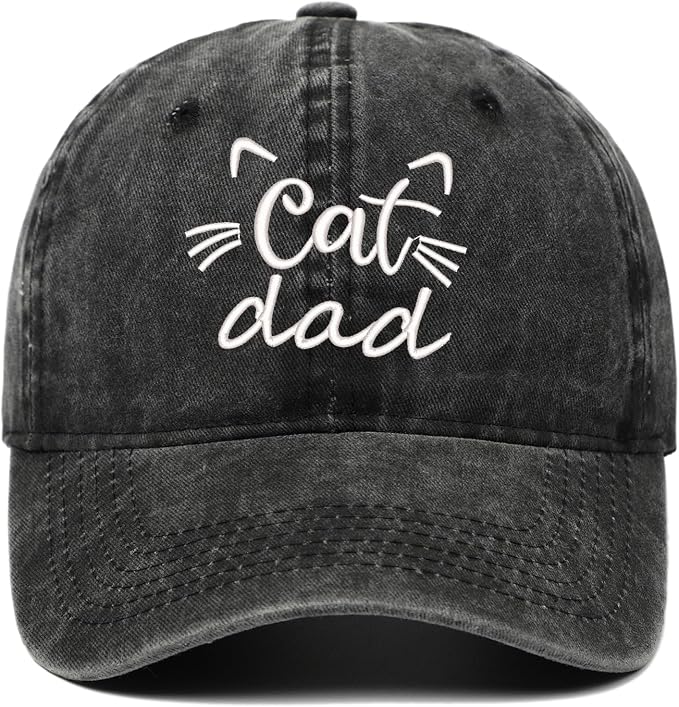 CORIRESHA Cat Mom Baseball Cap Washed Denim Cotton Adjustable Unisex Hat by CORIRESHA