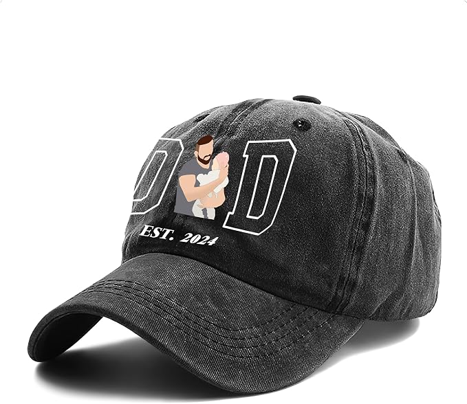 Personalized Vintage Washed Denim Dad Hat, Custom Baseball Cap - Image 3
