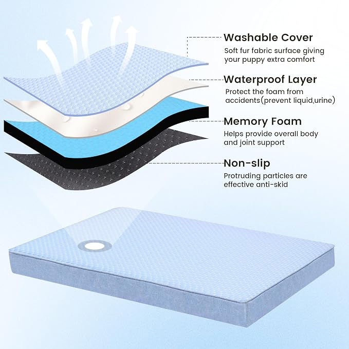 Cooling Dog Beds for Dogs, Orthopedic Memory Foam Dog Bed，Washable Pet Beds for - Image 3