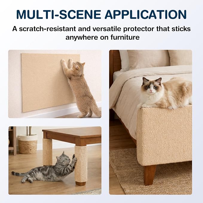 2 Pack Cat Scratcher Mat Roll for Furniture & Couch Protection | Total 157.5" x - Image 4
