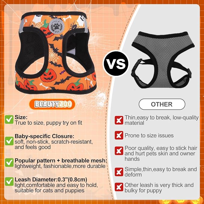 BEAUTYZOO Step in Dog Harness and Leash Set, Floral Pattern Reflective Dog - Image 4