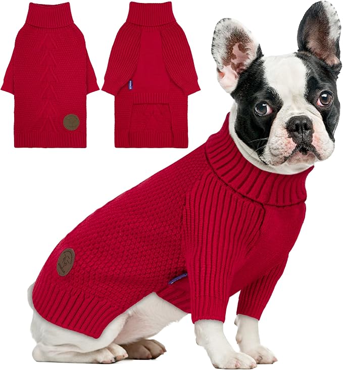 cyeollo Dog Christmas Sweaters for Medium Dogs Male, Stretchy Warm Turtleneck by CYEOLLO