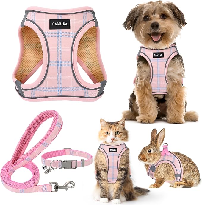 GAMUDA Small Dog Harness Collar and Leash Set, Step in No Chock No Pull Soft by GAMUDACollarsCollection
