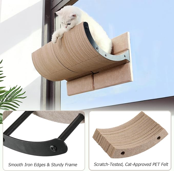 Cat Window Perch with Scratching Bed, Versatile Climbing Shelves Mounted by - Image 6