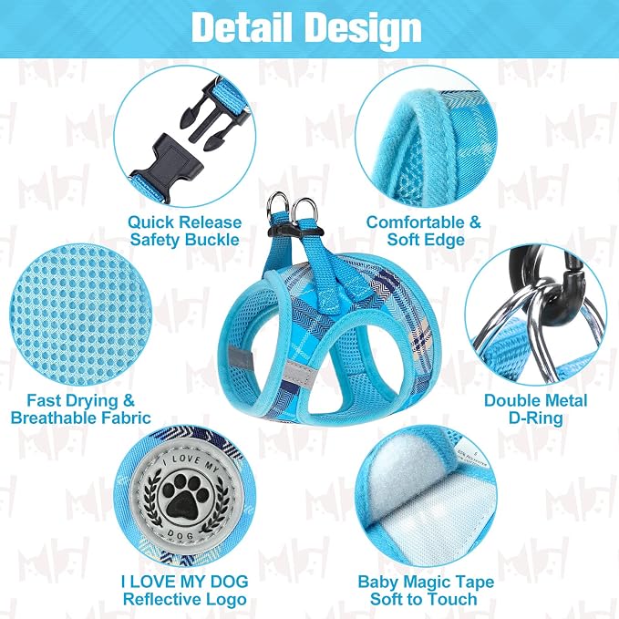 BEAUTYZOO Small Dog Harness and Leash Set, Step in No Choke No Pull Soft Mesh - Image 3
