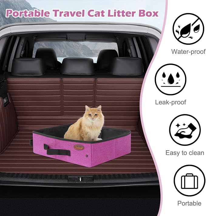 Deblue Portable Cat Travel Litter Box in Car, Collapsible Cat Litter Carrier - Image 2