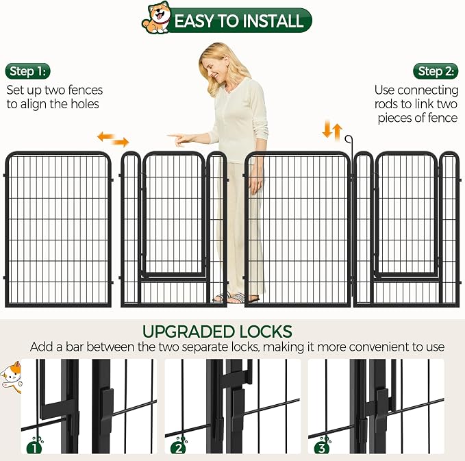 Yaheetech Dog Playpen Outdoor, 40 inch 24 Panels Dog Pen Indoor Heavy Duty - Image 5
