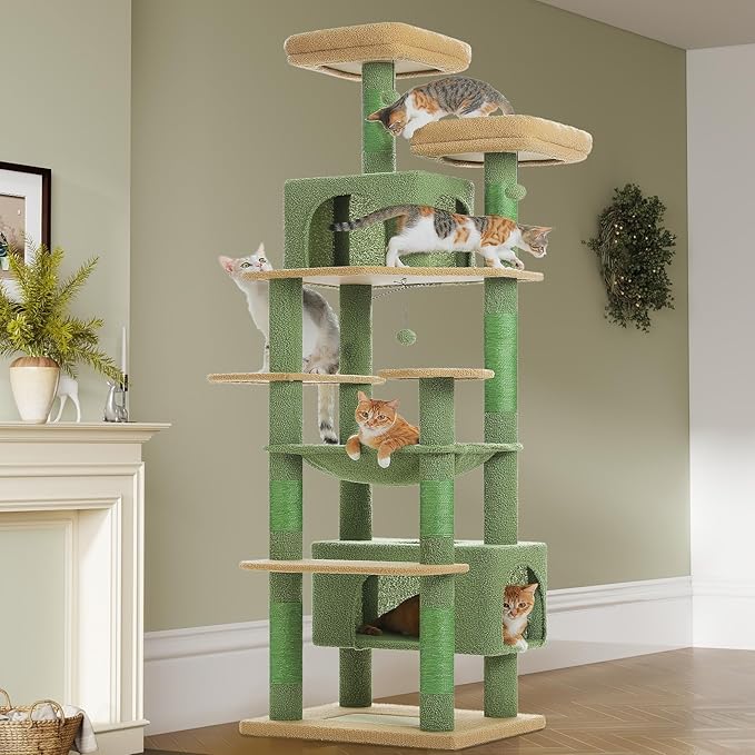 PAWZ Road Heavy Duty Cat Tree for Large Cats, 81 Inches Cactus Tall Cat Tower by PAWZRoad
