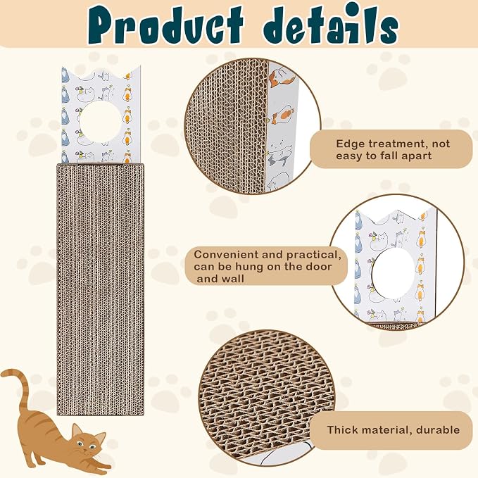4 Pcs 15 Inch Door Hanging Cat Scratcher Cardboard Cat Scratching Board - Image 3
