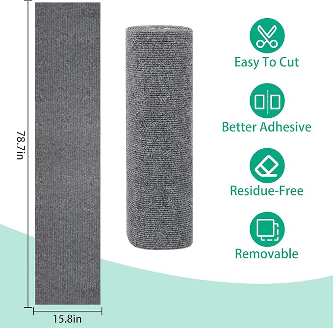 Trimmable Cat Scratcher Mat 2PCS, 78.7"x15.8" Self-Adhesive Scratching Carpet - Image 2