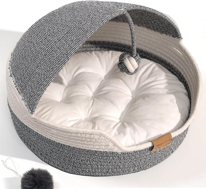 CHEERPALS Cat Basket Bed for Indoor Cats, Covered Pet Bed by CHEERPALS