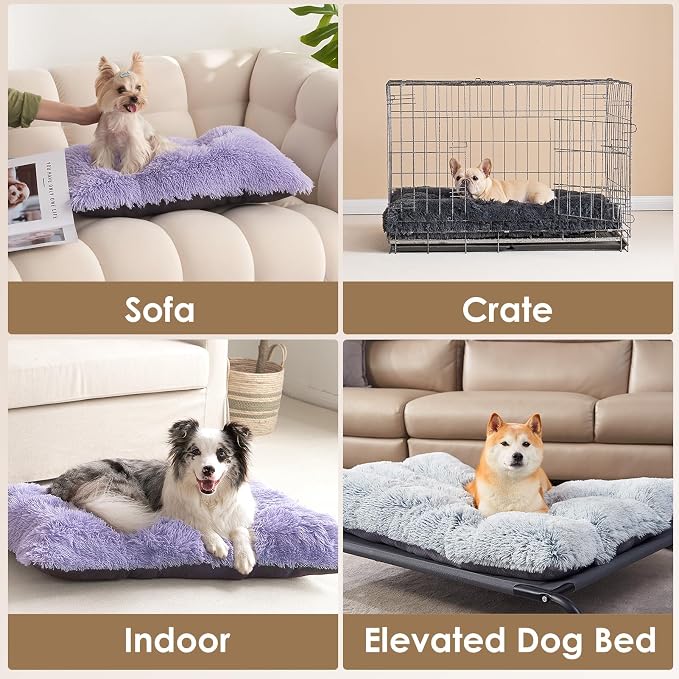 EHEYCIGA Fluffy Dog Crate Bed for Medium Dogs, Plush Faux Fur Crate Pad - Image 6