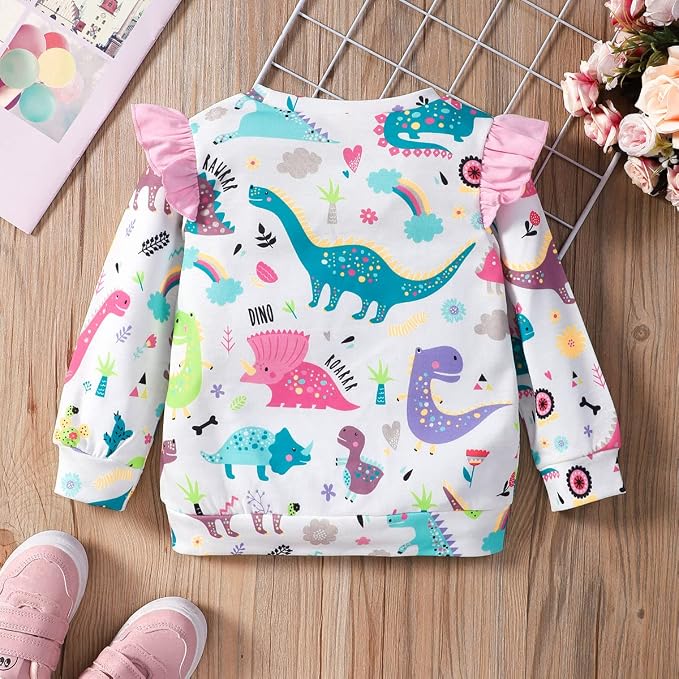 RETSUGO Toddler Baby Girls Sweatshirts Casual Pullover Crewneck Winter Long - Image 3