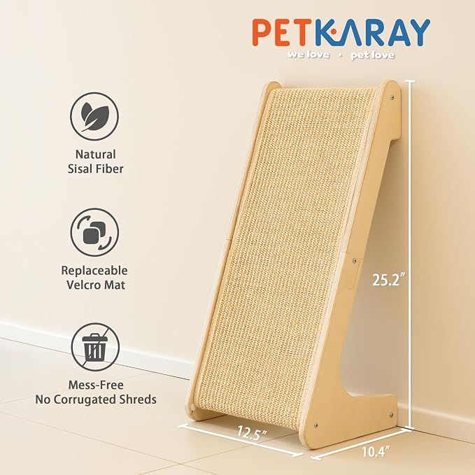 PETKARAY L Shape Cat Scratcher, Sisal Kitty Scratching Ramp, Vertical Scratch - Image 2