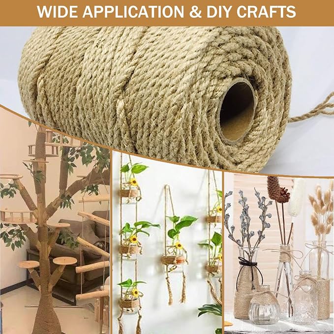 Sisal Rope for Cat Scratcher, Rope for Cat Scratch Post 4mm 328FT Jute Twine - Image 6