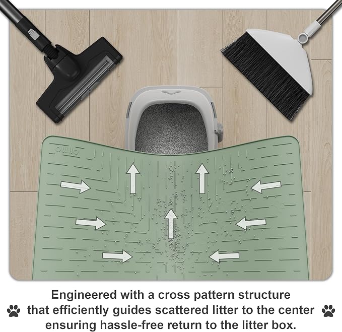 OHMO Cat Litter Mat XXL Trapping Mat Premium Silicone Rubber 37.5x25.2 Sage - Image 4