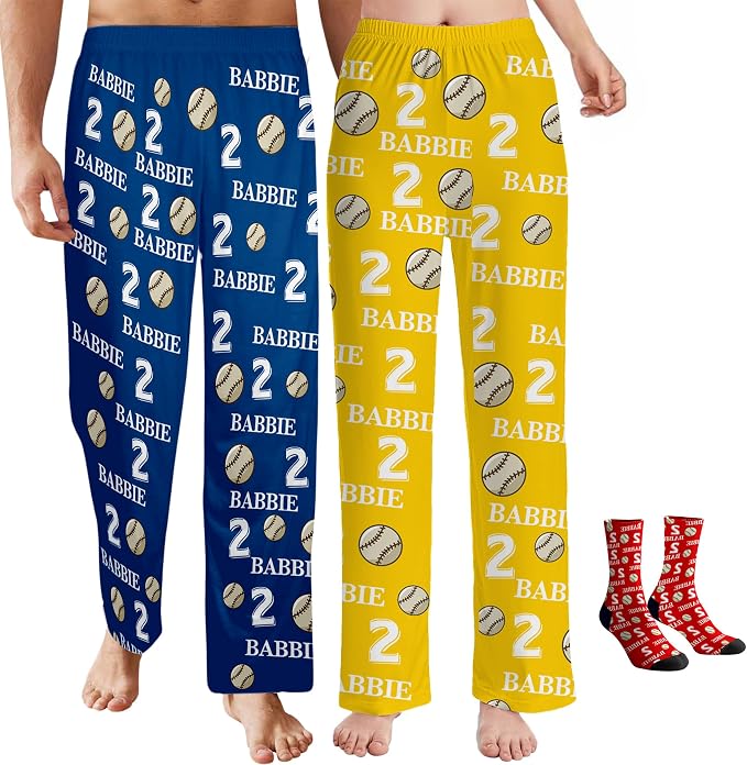 Custom Pajama Pants for Women Men, Personalized 67 Name Photo PJ Family Six by Artsadd