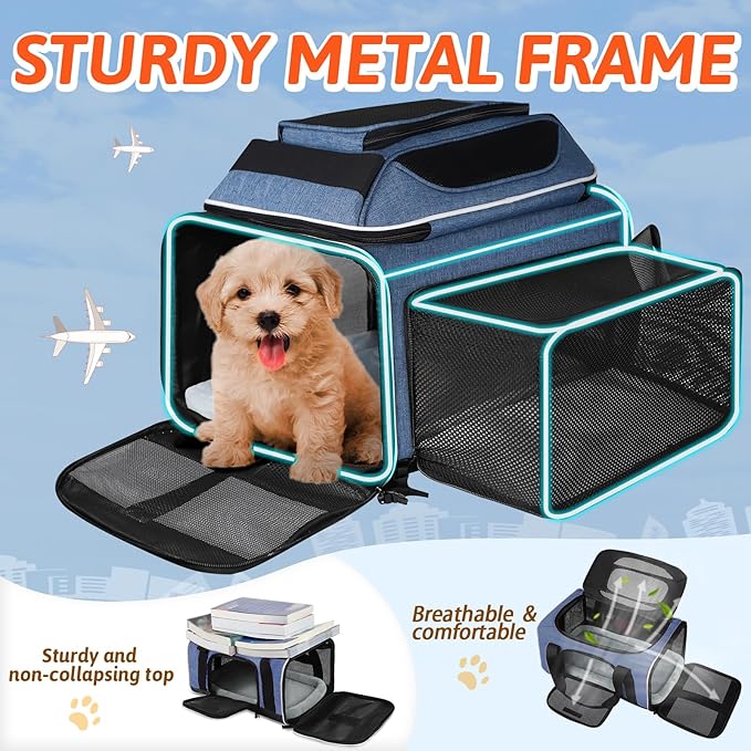 Petskd Top and Side Expandable Pet Carrier 18x11x11 Inches Delta United Airline - Image 6