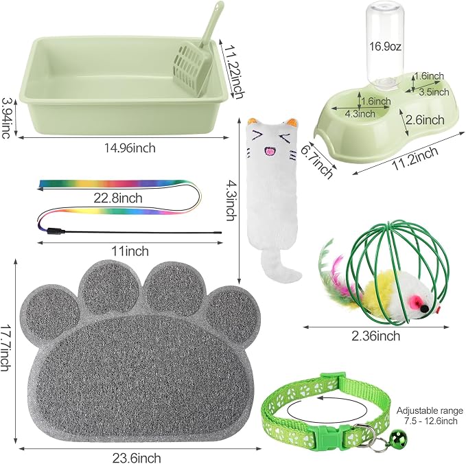 7 Pcs Small Cat Kitten Starter Kit Cat Litter Box - Image 2