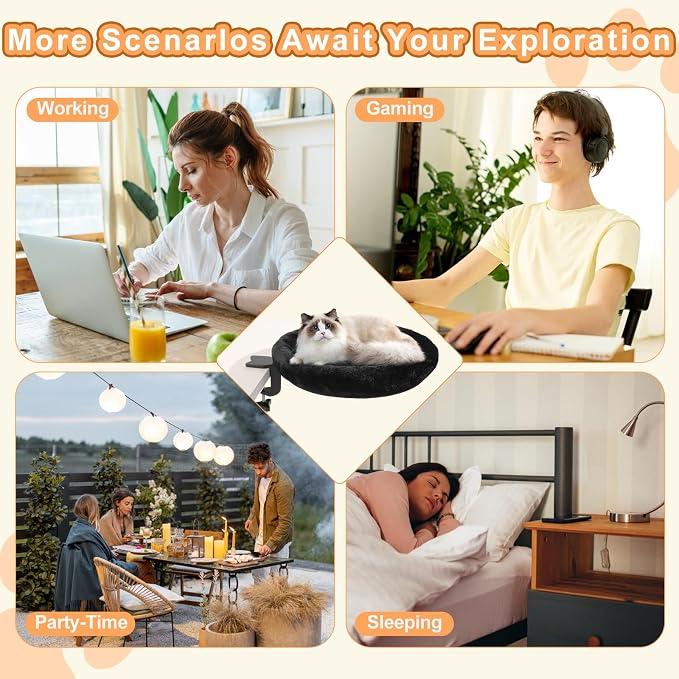 Cat Desk Bed - Ergonomic cat Desk Perch Clamp - Image 7