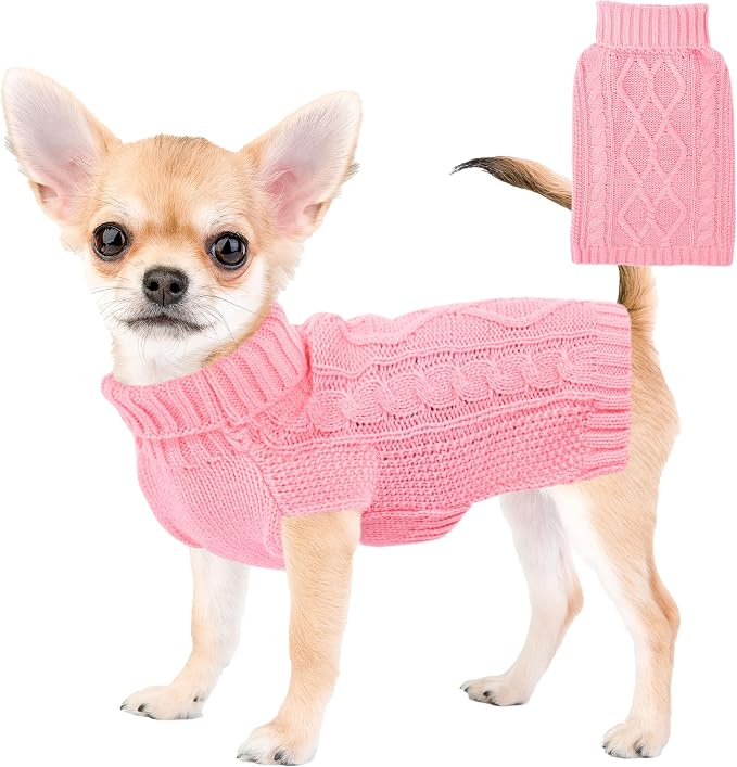 Dog Sweaters for Small Dogs Winter Dog Clothes Turtleneck Puppy Sweater Warm by viunimo