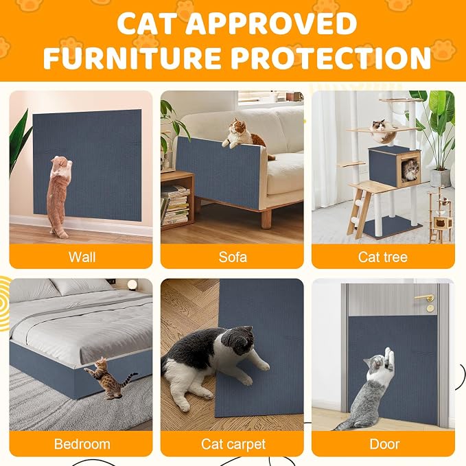 Cat Scratching Mat Self-Adhesive, 157.5'' x 15.8'' Trimmable Cat Scratch Pads - Image 7