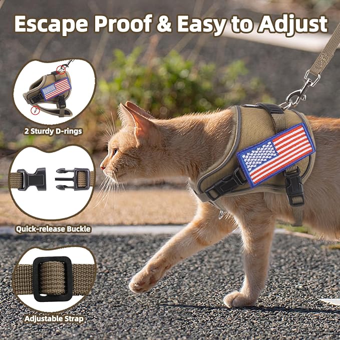 PUPTECK Tactical Cat Harness and Leash Set Escape Proof, Adjustable Reflective - Image 5