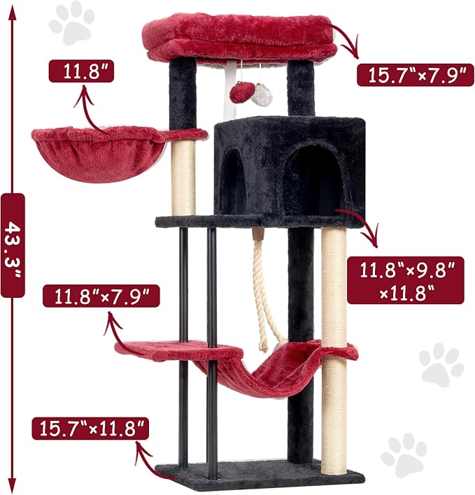 Cat Tree, Cat Tower for Indoor Cats, 43.3 inch Gothic Cat Tree Tower - Image 7