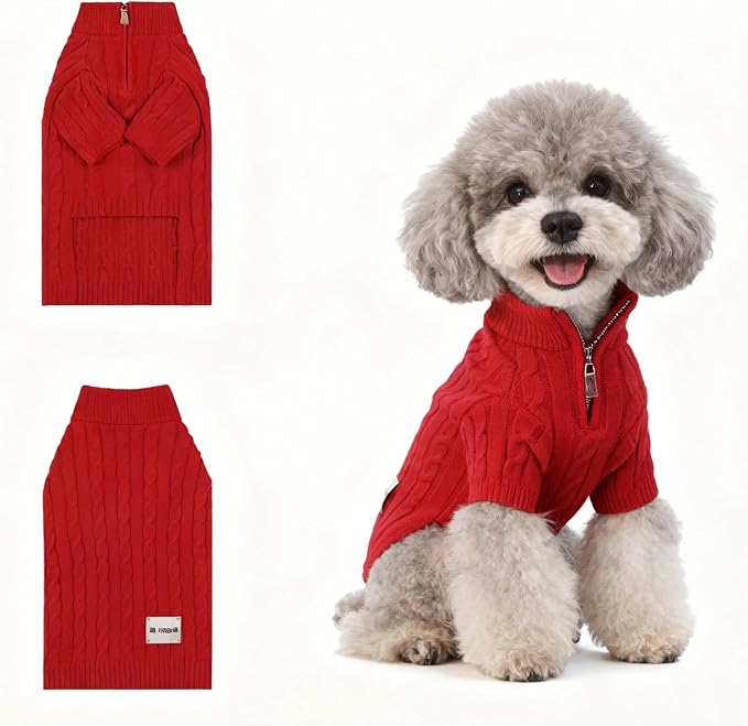 Small/Medium Dog Sweater, Warm Dog Winter Coat w/Sleeves, Comfortable High Neck by H%C3%B3P%C3%AAng-i%C3%BA