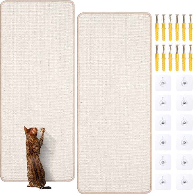 Natural Sisal Cat Scratcher Mat, Wall Scratcher Carpet, Cat Climbing Wall by Uranshin