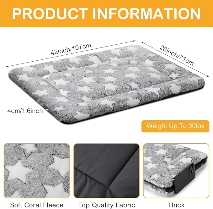 VitalCozy 4 Pcs Dog Crate Pads, Ultra Soft Warm Washable Anti-Slip Kennel Bed - Image 2