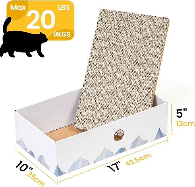 Cat Scratcher Box with 3-Layer Corrugated Pad, Heavy-Duty Double-Sided - Image 3