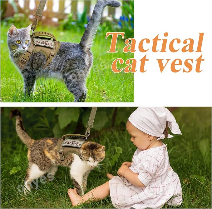 Tactical Cat Harness for Walking Escape Proof, Soft Mesh Adjustable Pet Vest - Image 2