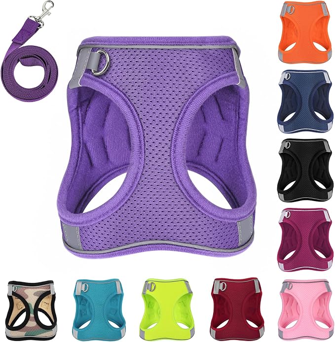 Dog Harness with Leash Set, No-Pull Step-in Reflective Pet Harness with 1 Leash by PWOD