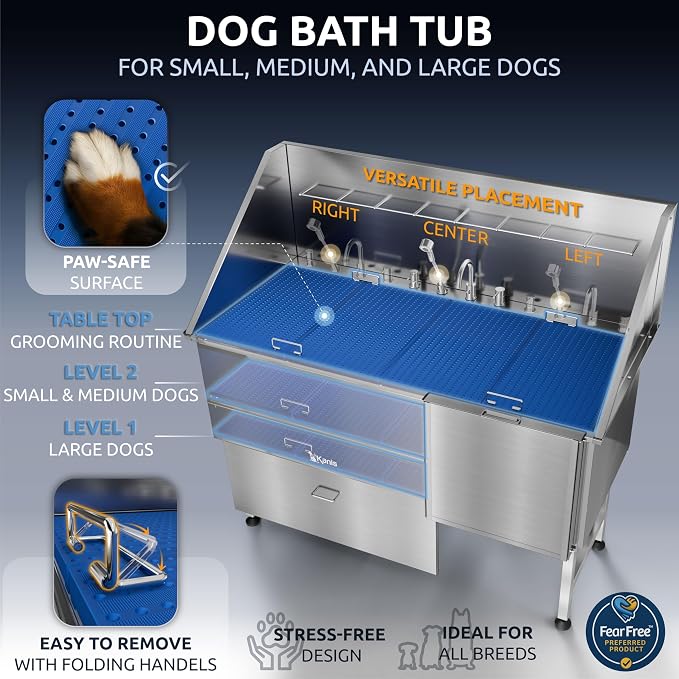KANIS Professional Dog Washing Station 304 Stainless Steel Pet Wash Sink - Image 6