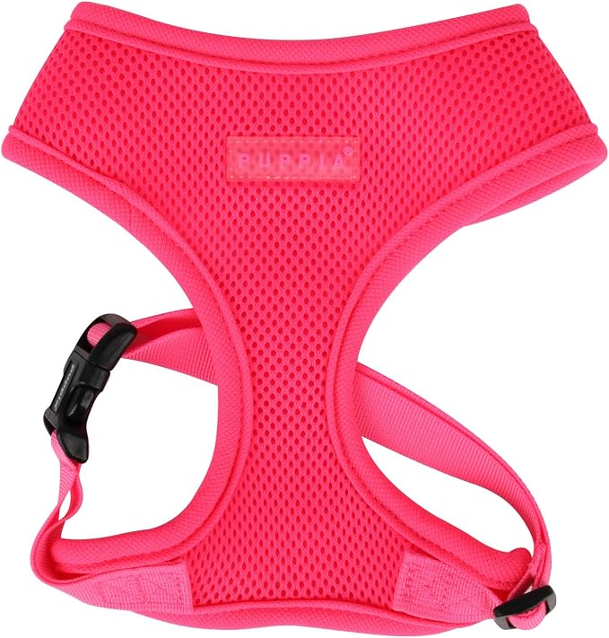 Puppia Soft Harness A XL Over-The-Head Soft Mesh Harness Neon Pink by PUPPIA