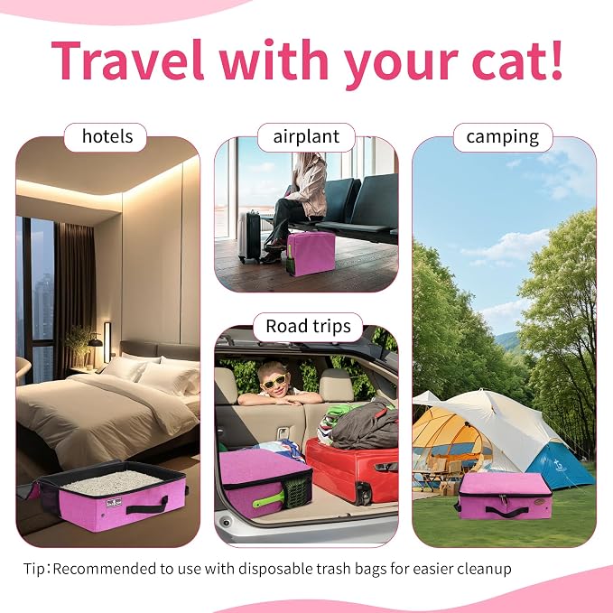 Deblue Portable Cat Travel Litter Box in Car, Collapsible Cat Litter Carrier - Image 6